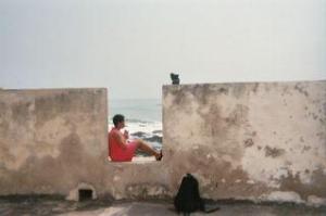 Ananda praying at Elmina Slave Castle in Cape Coast, Ghana in 2003